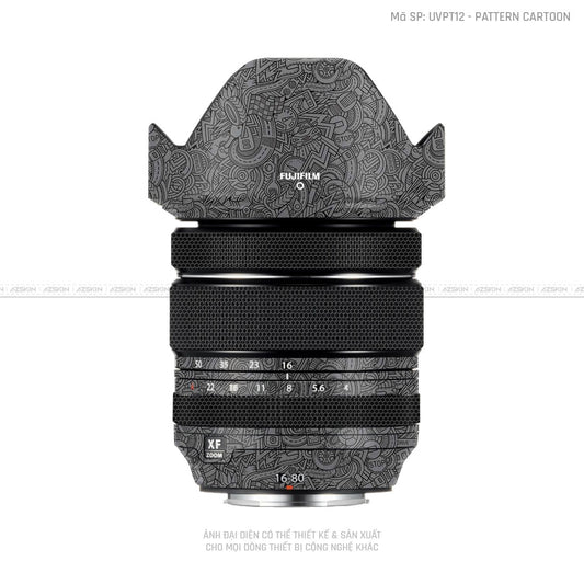Dán Skin Ống Kính Fujifilm Vân Nổi Patern Cartoon Xám | UVPT12