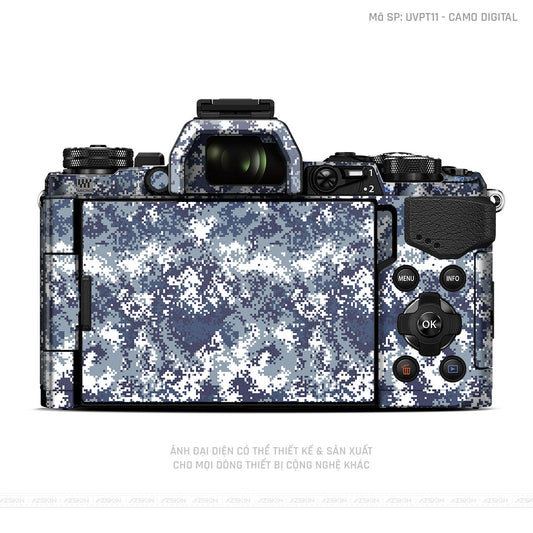 Dán Skin Máy Ảnh Olympus Vân Nổi Camo Digital Xanh Trắng | UVPT11