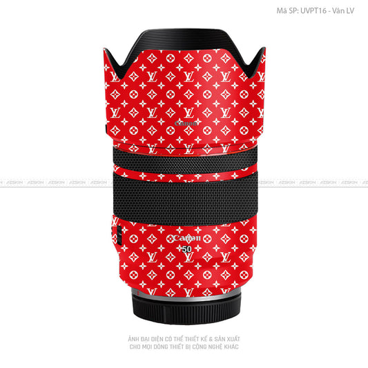 Dán Skin Ống Kính Canon Vân Nổi Pattern LV Đỏ Trắng | UVPT16