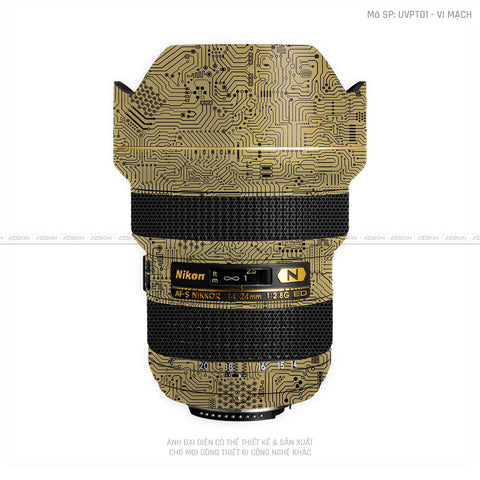 Dán Skin Ống Kính Nikon Vân Nổi Vi Mạch Vàng Đồng | UVPT01