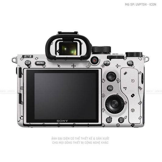 Dán Skin Máy Ảnh Sony Vân Icon Trắng | UVPT04