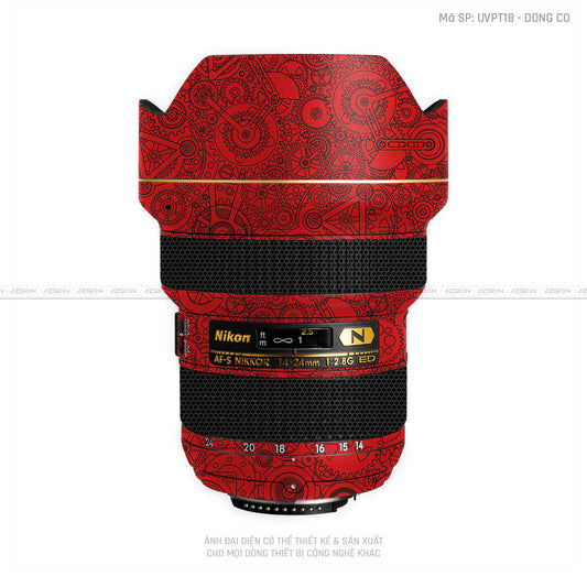 Dán Skin Ống Kính Nikon Vân Nổi Động Cơ Đỏ | UVPT18