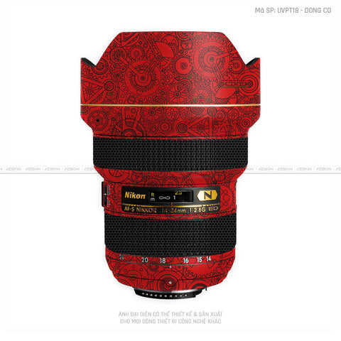 Dán Skin Ống Kính Nikon Vân Nổi Động Cơ Đỏ | UVPT18