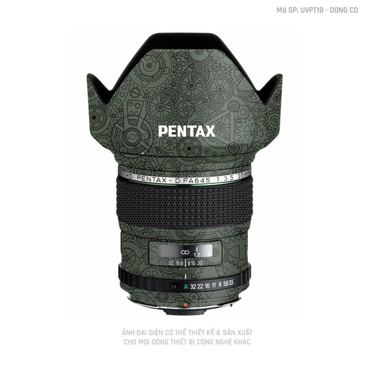 Dán Skin Ống Kính Pentax Vân Động Cơ Xanh | UVPT18
