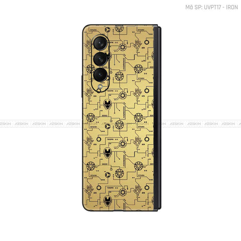 Dán Skin Galaxy Z Fold3 Vân IRON MAN Vàng Đồng | UVPT17