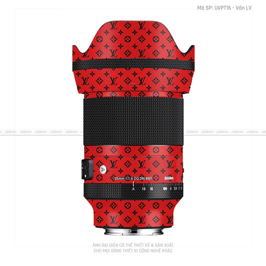 Dán Skin Ống Kính Sigma Vân Pattern LV Đỏ Đen | UVPT16