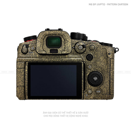 Dán Skin Máy Ảnh Lumix Vân Nổi Pattern Cartoon Vàng Đồng | UVPT12