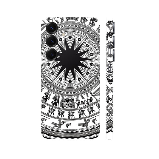 Dán Skin Samsung Galaxy S25 Series Hình Trống Đồng 02 Đen Trắng