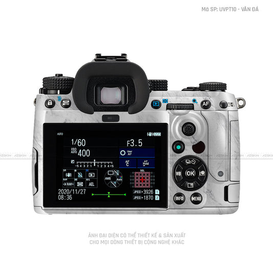 Dán Skin Máy Ảnh Pentax Vân Đá Trắng | UVPT10