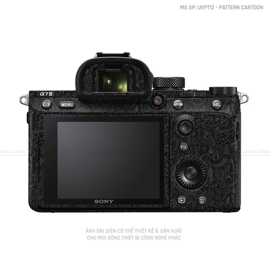 Dán Skin Máy Ảnh Sony Vân Pattern Cartoon Đen | UVPT12