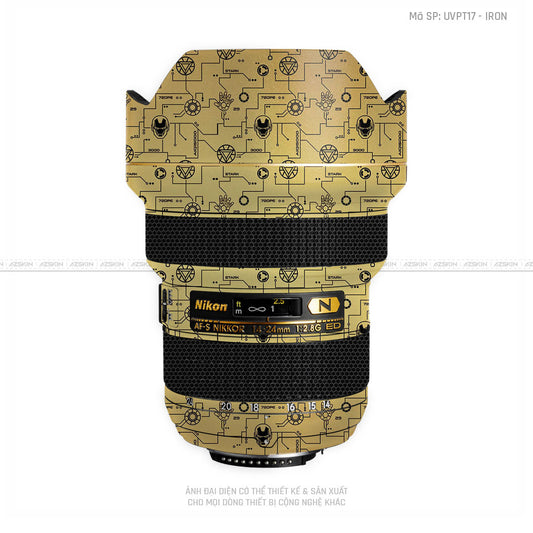 Dán Skin Ống Kính Nikon Vân Nổi Pattern Icon Vàng Đồng | UVPT17