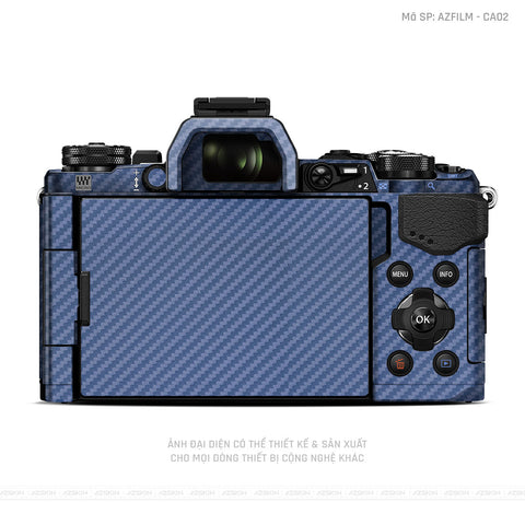 Dán Skin Máy Ảnh Olympus Vân Nổi Carbon Xanh | AZFILM - CA02