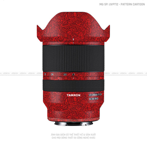 Dán Skin Ống Kính Tamron Vân Nổi Cartoon Đỏ | UVPT12