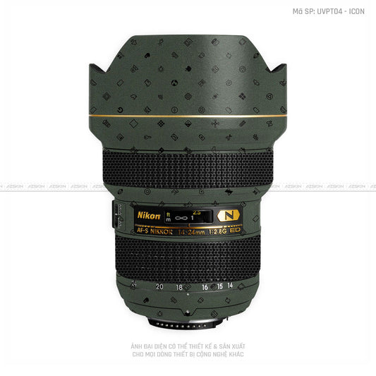 Dán Skin Ống Kính Nikon Vân Nổi Pattern ICon Xanh | UVPT04