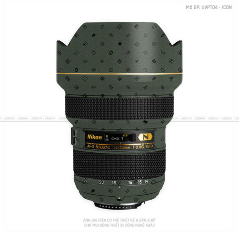 Dán Skin Ống Kính Nikon Vân Nổi Pattern ICon Xanh | UVPT04