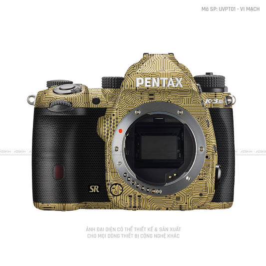 Dán Skin Máy Ảnh Pentax Vân Nổi Vi Mạch Vàng Đồng | UVPT01 - VI MẠCH