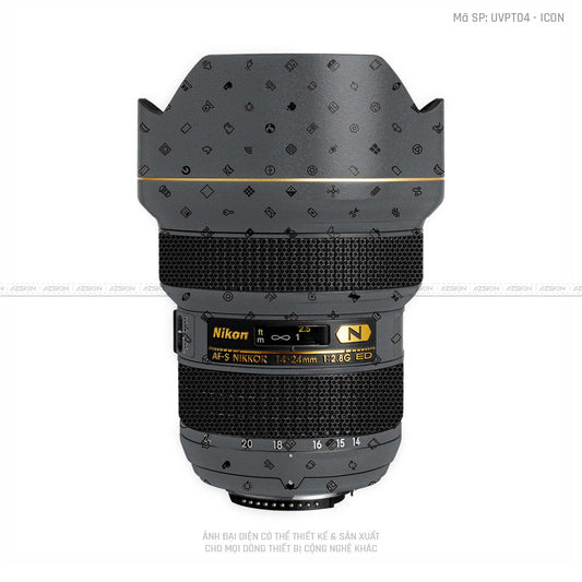 Dán Skin Ống Kính Nikon Vân Nổi Pattern ICon Xám | UVPT04