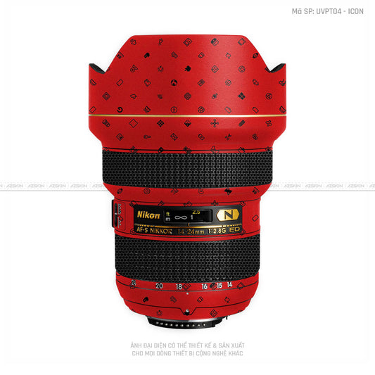 Dán Skin Ống Kính Nikon Vân Nổi Pattern ICon Đỏ | UVPT04