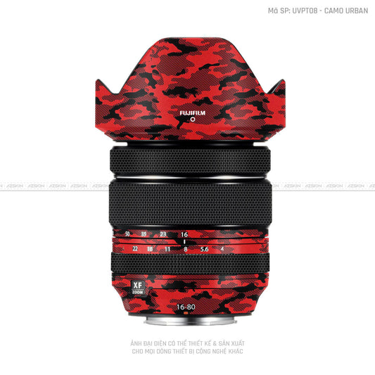 Dán Skin Ống Kính Fujifilm Vân Nổi Camo Urban Đỏ | UVPT08