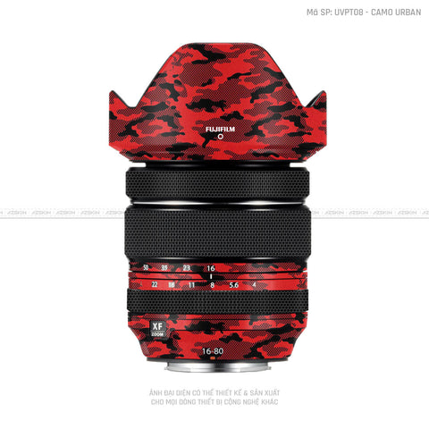 Dán Skin Ống Kính Fujifilm Vân Nổi Camo Urban Đỏ | UVPT08