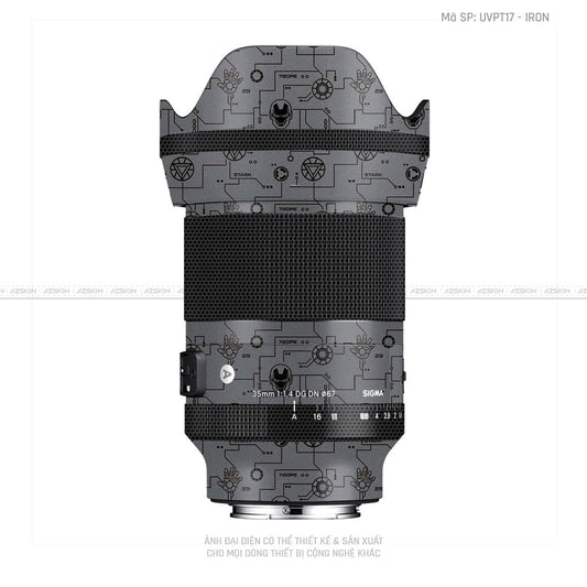 Dán Skin Ống Kính Sigma Vân Nổi Pattern Ironman Xám | UVPT17