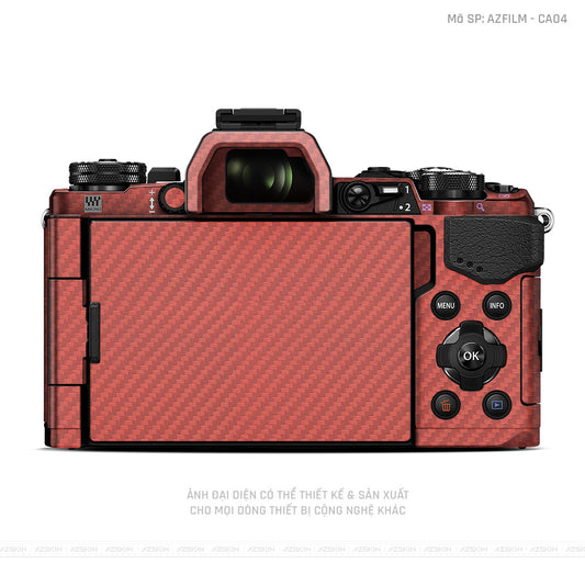 Dán Skin Máy Ảnh Olympus Vân Nổi Carbon Đỏ | AZFILM - CA04