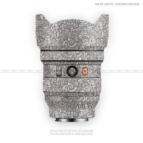 Dán Skin Ống Kính Sony Vân Nổi Pattern Cartoon Trắng | UVPT12