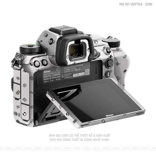 Dán Skin Máy Ảnh Nikon Vân Nổi Pattern Icon Trắng | UVPT04