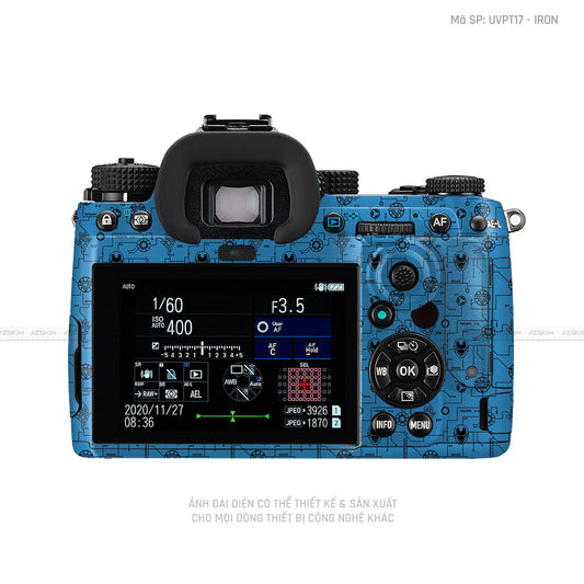 Dán Skin Máy Ảnh Pentax Vân Nổi Pattern Ironman Xanh Biển | UVPT17
