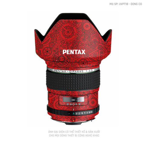 Dán Skin Ống Kính Pentax Vân Động Cơ Đỏ | UVPT18