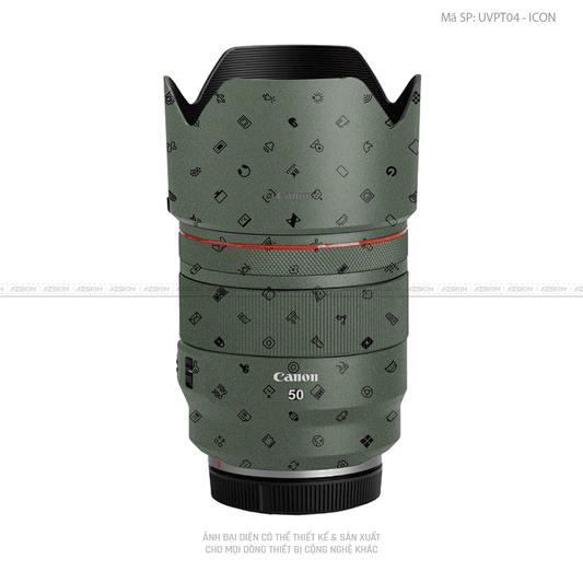 Dán Skin Ống Kính Canon Vân Nổi Pattern ICon Xanh | UVPT04