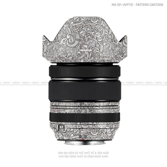 Dán Skin Ống Kính Fujifilm Vân Nổi Patern Cartoon Trắng | UVPT12