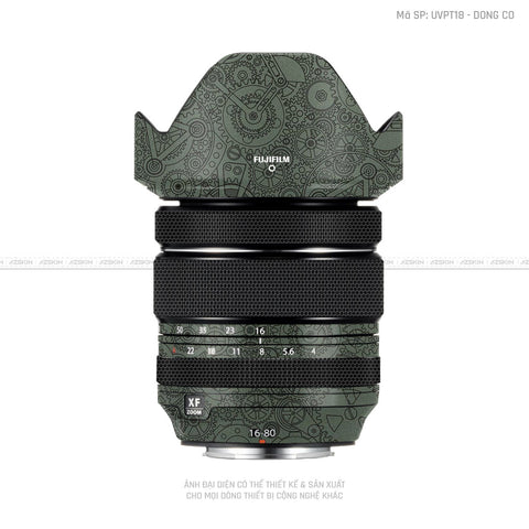 Dán Skin Ống Kính Fujifilm Vân Nổi Ironman Động Cơ Xanh | UVPT18