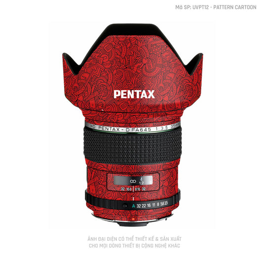 Dán Skin Ống Kính Pentax Pattern Cartoon Đỏ | UVPT12