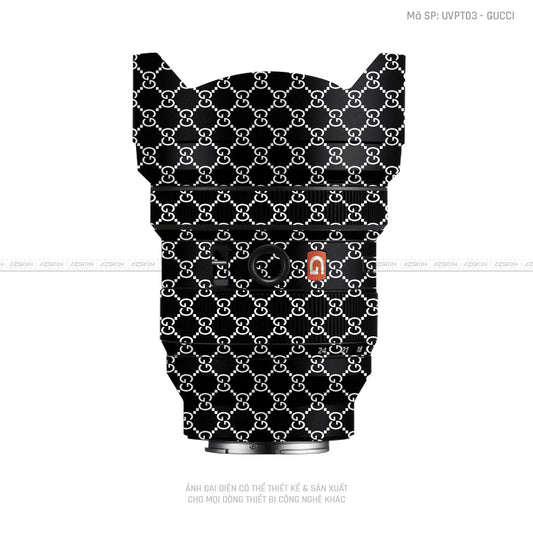 Dán Skin Ống Kính Sony Vân Nổi Gucci Đen Trắng | UVPT03