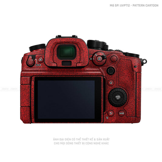 Dán Skin Máy Ảnh Lumix Vân Nổi Pattern Cartoon Đỏ | UVPT12