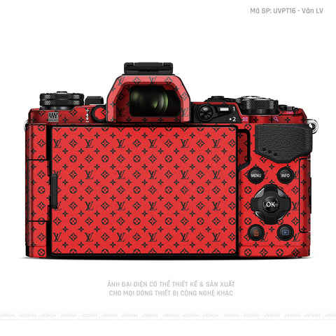 Dán Skin Máy Ảnh Olympus Vân Pattern LV Đỏ Đen | UVPT16