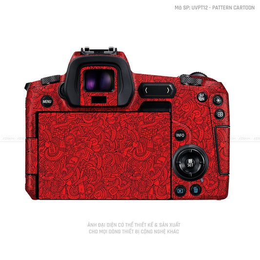 Dán Skin Máy Ảnh Canon Vân Nổi Pattern Cartoon Đỏ | UVPT12