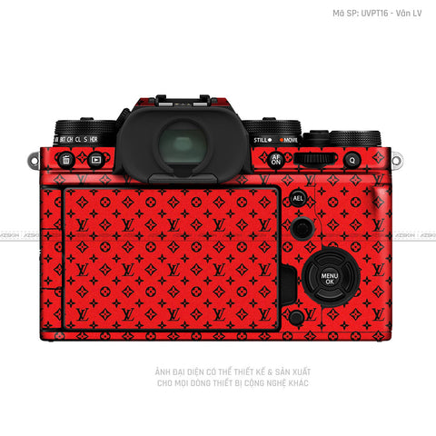 Dán Skin Máy Ảnh Fujifilm Vân Nổi Pattern LV Đỏ Đen | UVPT16