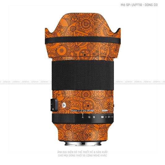 Dán Skin Ống Kính Sigma Vân Nổi Động Cơ Cam | UVPT18