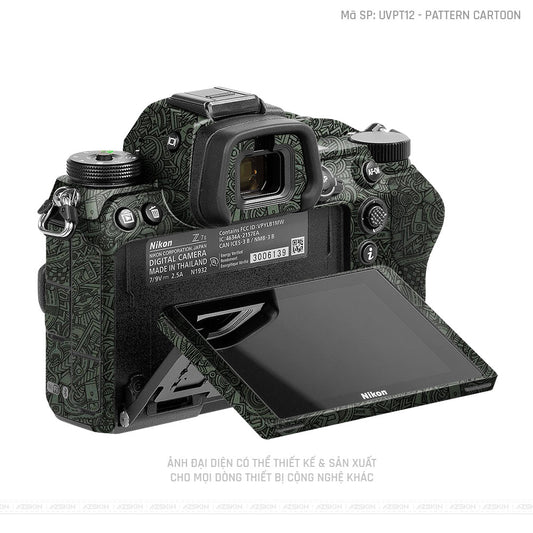 Dán Skin Máy Ảnh Nikon Vân Nổi Pattern Cartoon Xanh | UVPT12