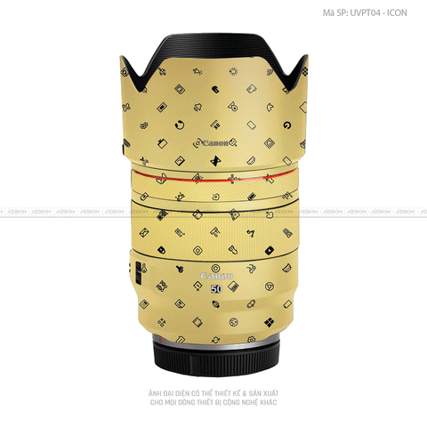 Dán Skin Ống Kính Canon Vân Nổi Pattern ICon Vàng Đồng | UVPT04