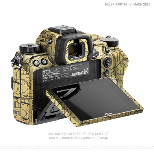 Dán Skin Máy Ảnh Nikon Vân Nổi Vi Mạch 2023 Vàng Đồng | UVPT14