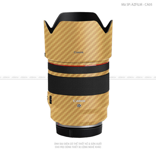 Dán Skin Ống Kính Canon Vân Nổi Carbon Vàng Đồng | AZFILM - CA05