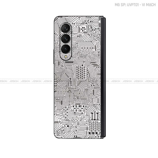 Dán Skin Galaxy Z Fold3 Vân Vi Mạch Trắng | UVPT01