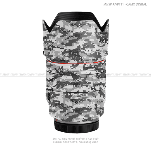 Dán Skin Ống Kính Canon Vân Nổi Camo Digital Xám | UVPT11