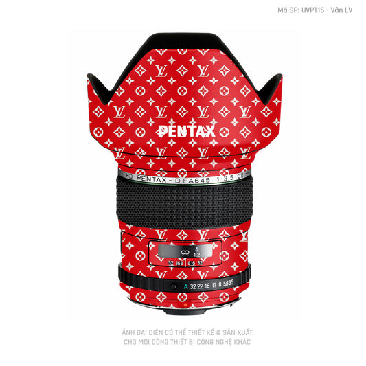 Dán Skin Ống Kính Pentax Vân Nổi Pattern LV Đỏ Trắng | UVPT16
