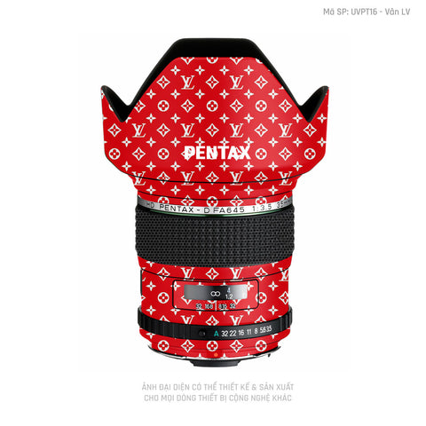 Dán Skin Ống Kính Pentax Vân Nổi Pattern LV Đỏ Trắng | UVPT16