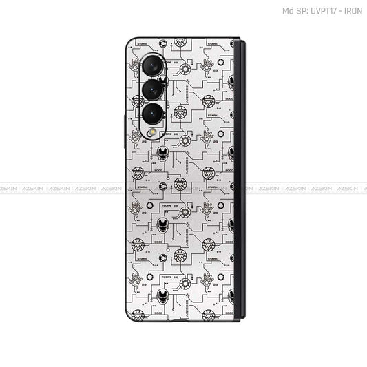 Dán Skin Galaxy Z Fold 6 Vân Nổi IRonman Trắng | UVPT17