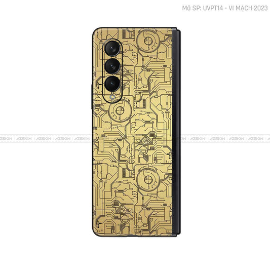 Dán Skin Galaxy Z Fold3 Vân Vi Mạch 2023 Vàng | UVPT14